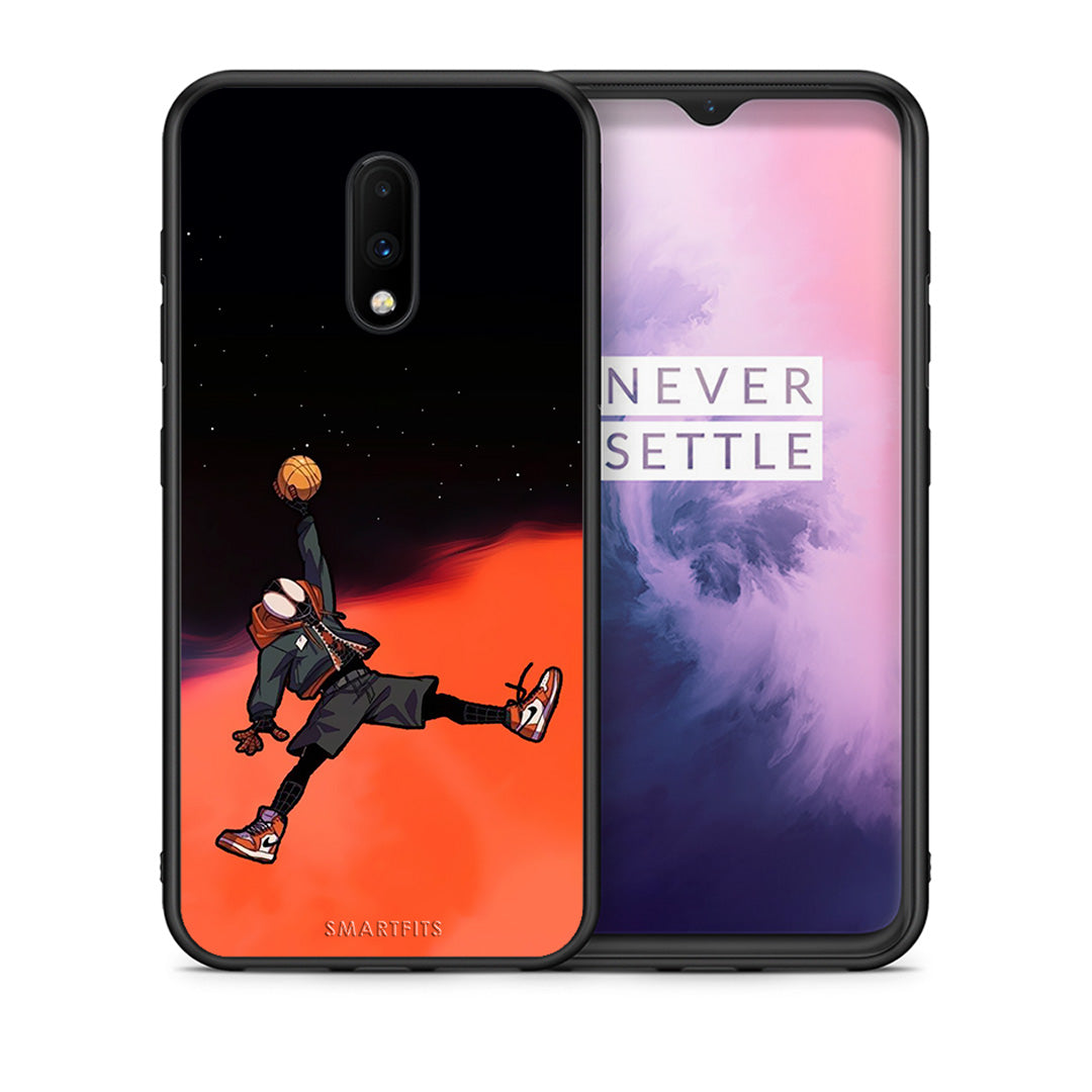 Θήκη OnePlus 7 Basketball Hero από τη Smartfits με σχέδιο στο πίσω μέρος και μαύρο περίβλημα | OnePlus 7 Basketball Hero case with colorful back and black bezels