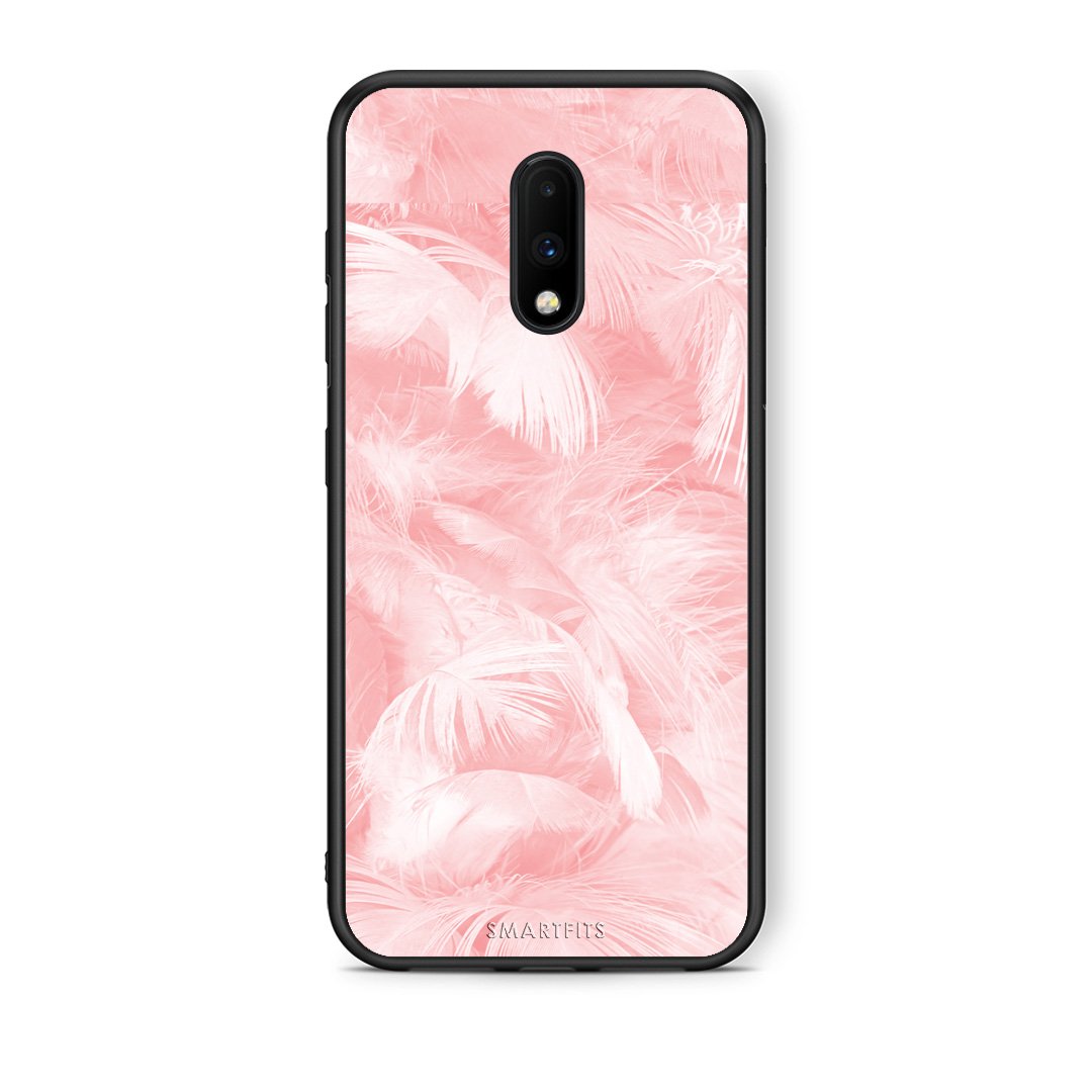 33 - OnePlus 7 Pink Feather Boho case, cover, bumper