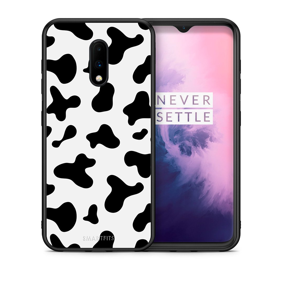 Θήκη OnePlus 7 Cow Print από τη Smartfits με σχέδιο στο πίσω μέρος και μαύρο περίβλημα | OnePlus 7 Cow Print case with colorful back and black bezels