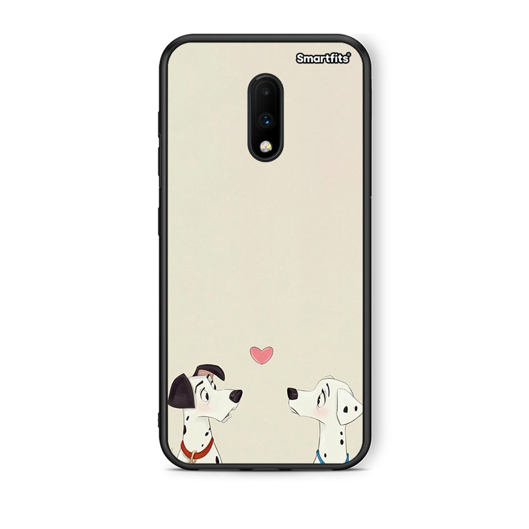 OnePlus 7 Dalmatians Love θήκη από τη Smartfits με σχέδιο στο πίσω μέρος και μαύρο περίβλημα | Smartphone case with colorful back and black bezels by Smartfits