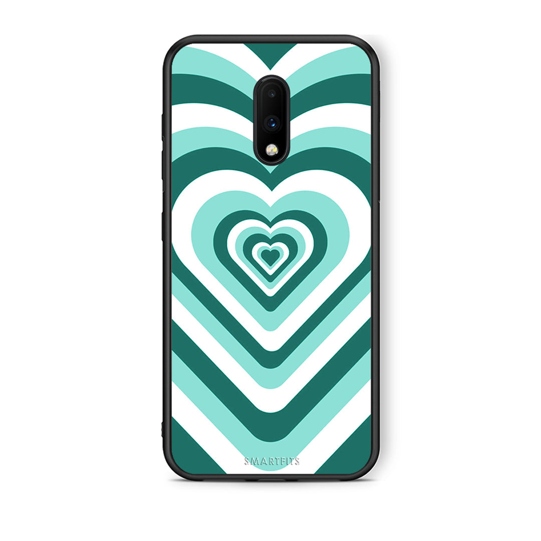 OnePlus 7 Green Hearts θήκη από τη Smartfits με σχέδιο στο πίσω μέρος και μαύρο περίβλημα | Smartphone case with colorful back and black bezels by Smartfits