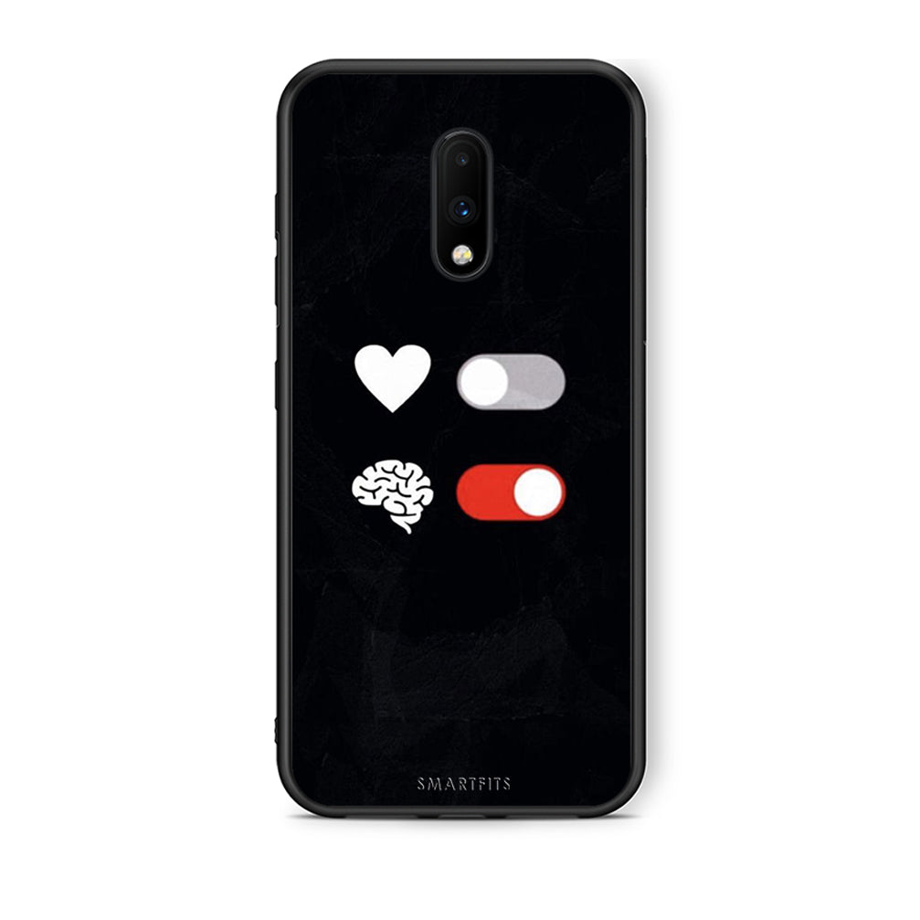 OnePlus 7 Heart Vs Brain Θήκη Αγίου Βαλεντίνου από τη Smartfits με σχέδιο στο πίσω μέρος και μαύρο περίβλημα | Smartphone case with colorful back and black bezels by Smartfits