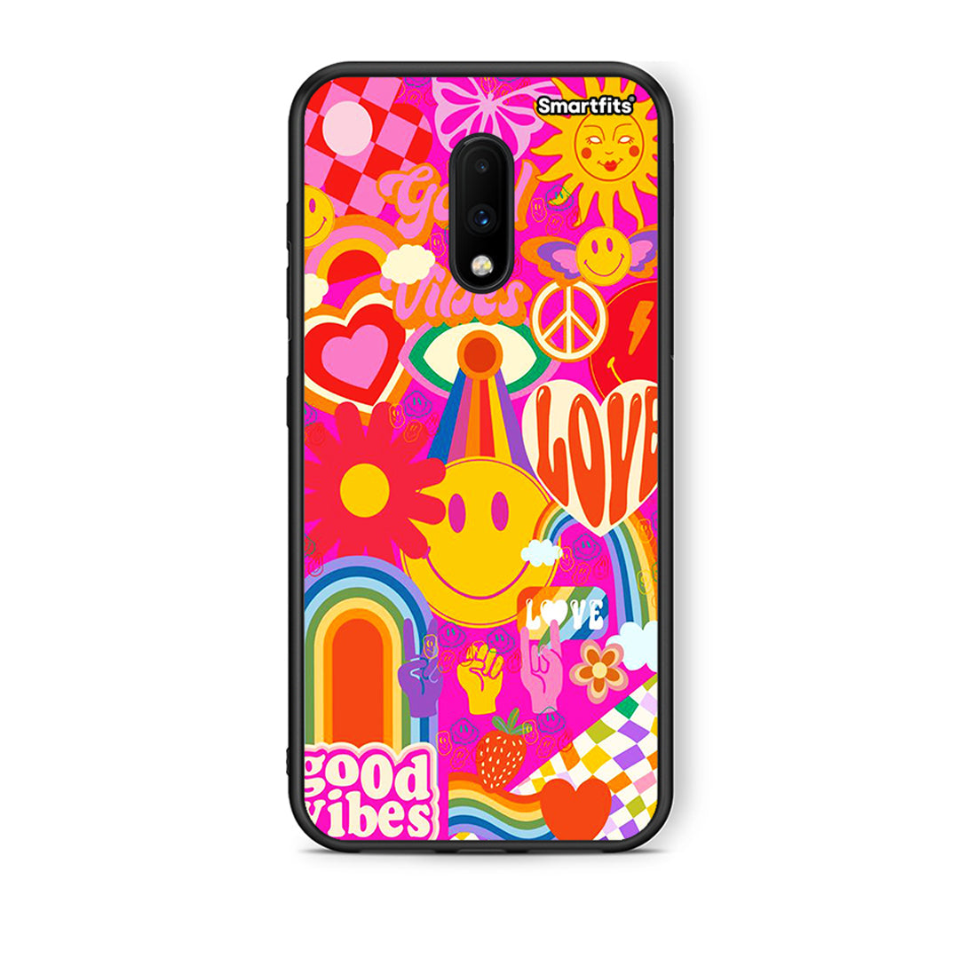 OnePlus 7 Hippie Love θήκη από τη Smartfits με σχέδιο στο πίσω μέρος και μαύρο περίβλημα | Smartphone case with colorful back and black bezels by Smartfits