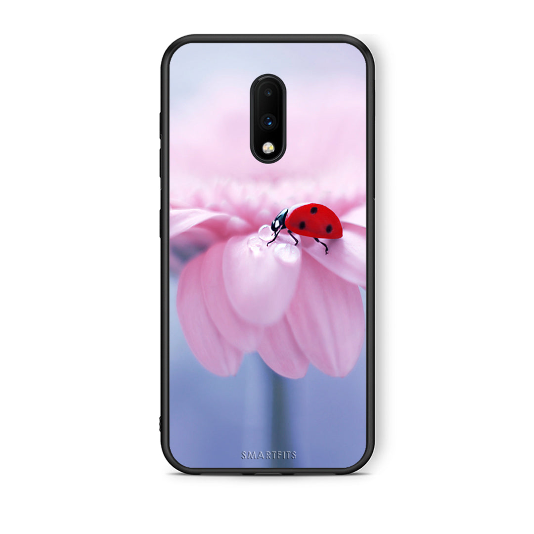 OnePlus 7 Ladybug Flower θήκη από τη Smartfits με σχέδιο στο πίσω μέρος και μαύρο περίβλημα | Smartphone case with colorful back and black bezels by Smartfits