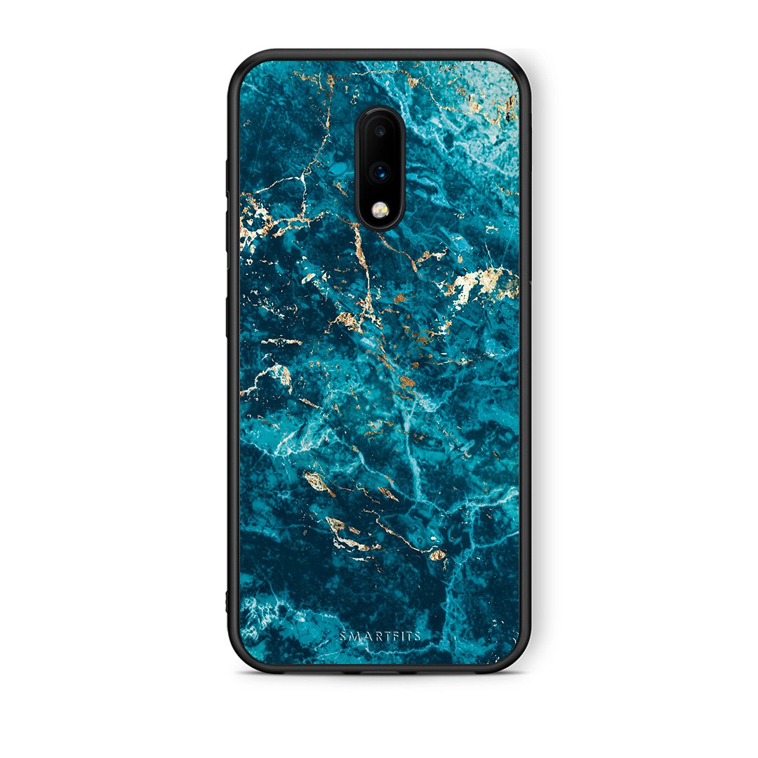 OnePlus 7 Marble Blue θήκη από τη Smartfits με σχέδιο στο πίσω μέρος και μαύρο περίβλημα | Smartphone case with colorful back and black bezels by Smartfits