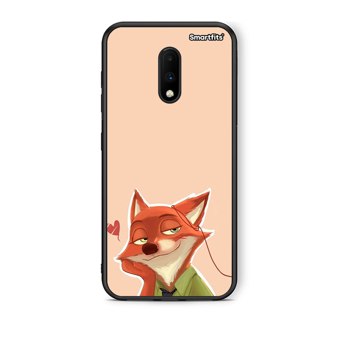 OnePlus 7 Nick Wilde And Judy Hopps Love 1 θήκη από τη Smartfits με σχέδιο στο πίσω μέρος και μαύρο περίβλημα | Smartphone case with colorful back and black bezels by Smartfits