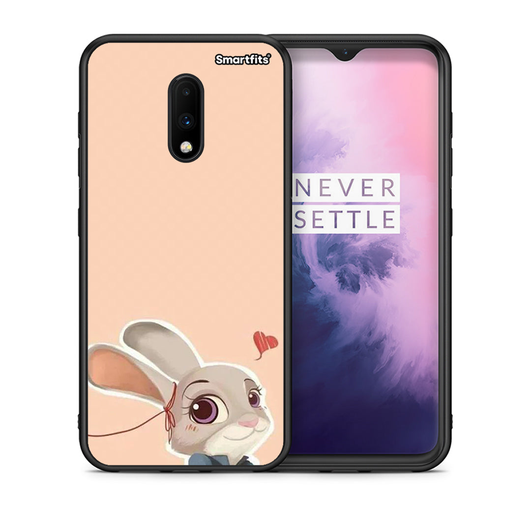 Θήκη OnePlus 7 Nick Wilde And Judy Hopps Love 2 από τη Smartfits με σχέδιο στο πίσω μέρος και μαύρο περίβλημα | OnePlus 7 Nick Wilde And Judy Hopps Love 2 case with colorful back and black bezels