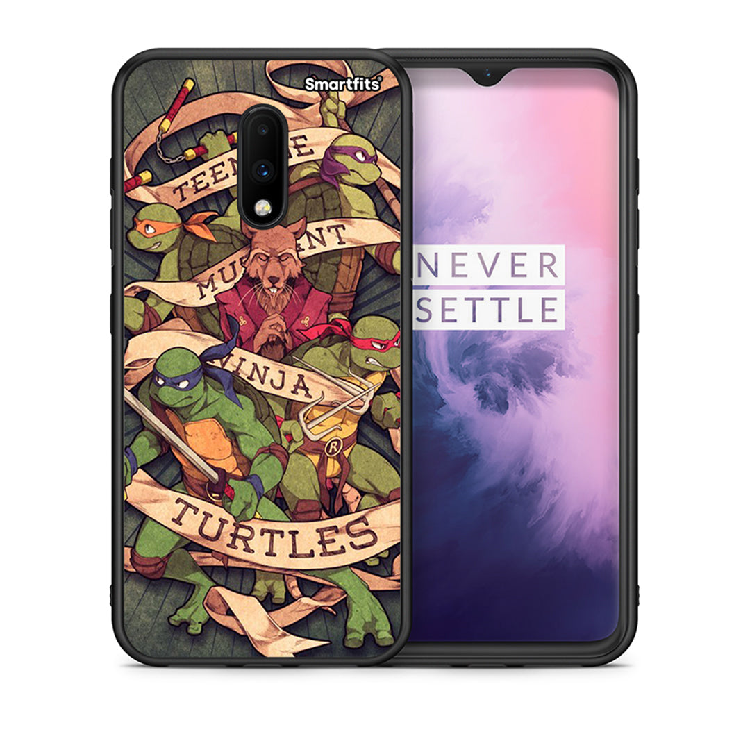 Θήκη OnePlus 7 Ninja Turtles από τη Smartfits με σχέδιο στο πίσω μέρος και μαύρο περίβλημα | OnePlus 7 Ninja Turtles case with colorful back and black bezels