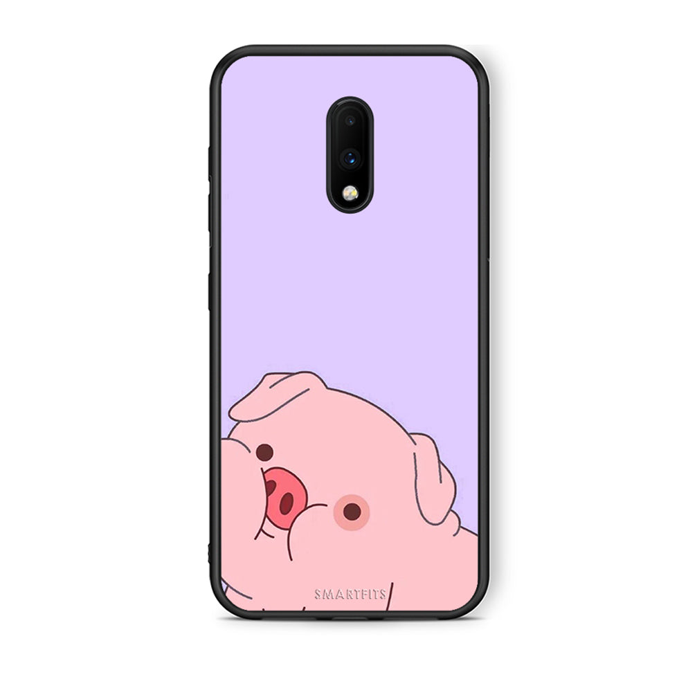 OnePlus 7 Pig Love 2 Θήκη Αγίου Βαλεντίνου από τη Smartfits με σχέδιο στο πίσω μέρος και μαύρο περίβλημα | Smartphone case with colorful back and black bezels by Smartfits