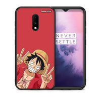 Thumbnail for Θήκη OnePlus 7 Pirate Luffy από τη Smartfits με σχέδιο στο πίσω μέρος και μαύρο περίβλημα | OnePlus 7 Pirate Luffy case with colorful back and black bezels
