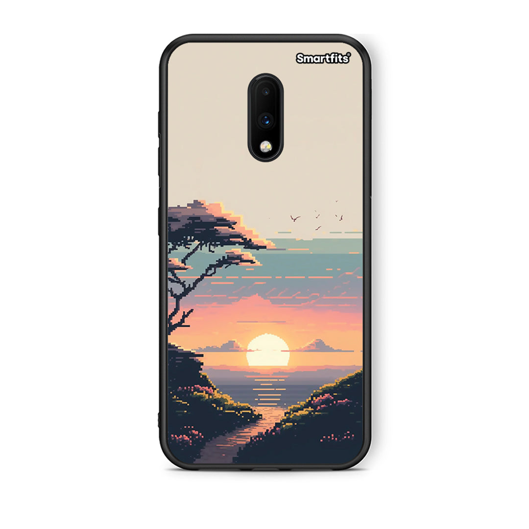 OnePlus 7 Pixel Sunset Θήκη από τη Smartfits με σχέδιο στο πίσω μέρος και μαύρο περίβλημα | Smartphone case with colorful back and black bezels by Smartfits