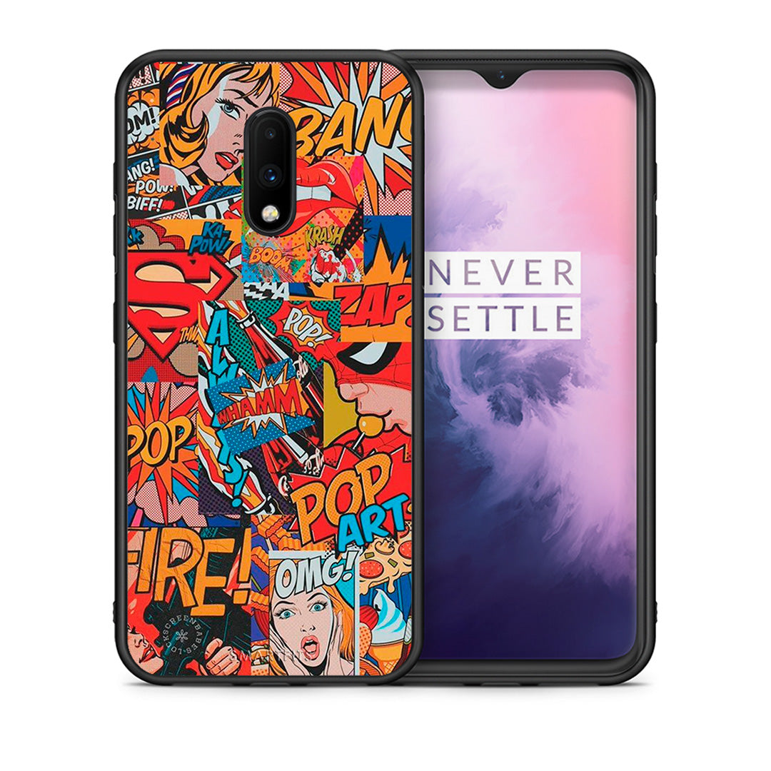 Θήκη OnePlus 7 PopArt OMG από τη Smartfits με σχέδιο στο πίσω μέρος και μαύρο περίβλημα | OnePlus 7 PopArt OMG case with colorful back and black bezels