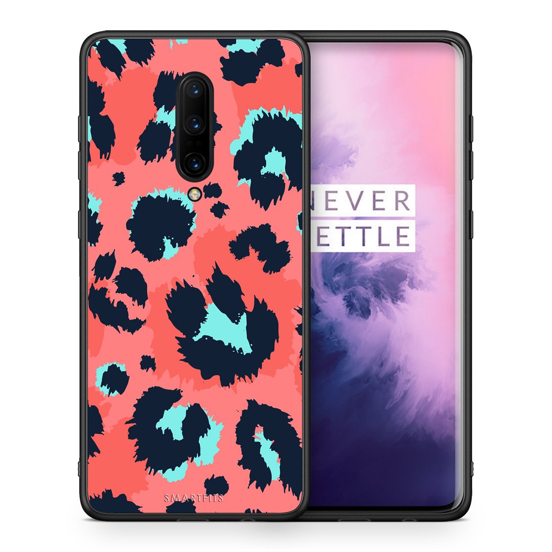 Θήκη OnePlus 7 Pro Pink Leopard Animal από τη Smartfits με σχέδιο στο πίσω μέρος και μαύρο περίβλημα | OnePlus 7 Pro Pink Leopard Animal case with colorful back and black bezels