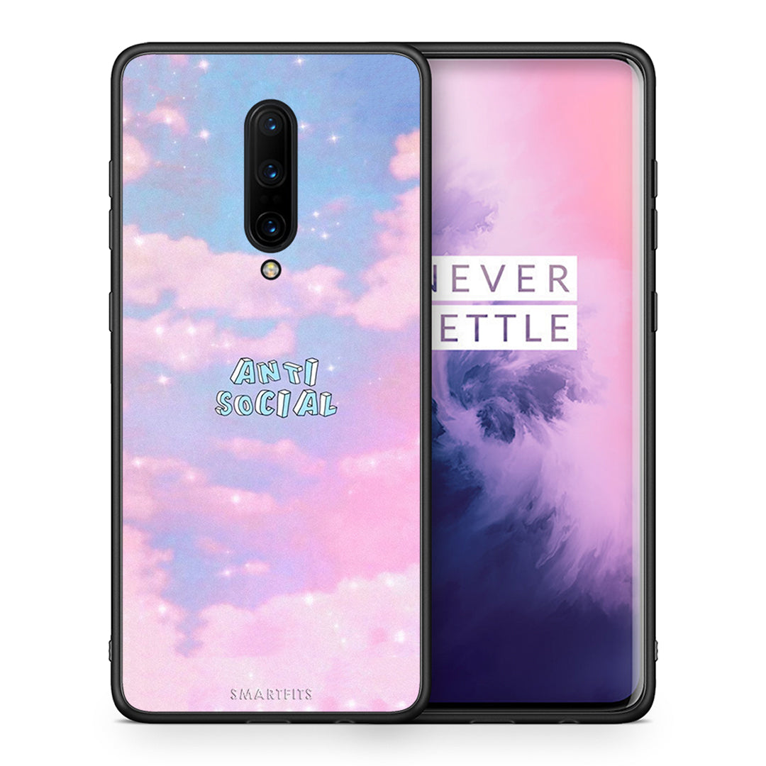 Θήκη Αγίου Βαλεντίνου OnePlus 7 Pro Anti Social από τη Smartfits με σχέδιο στο πίσω μέρος και μαύρο περίβλημα | OnePlus 7 Pro Anti Social case with colorful back and black bezels