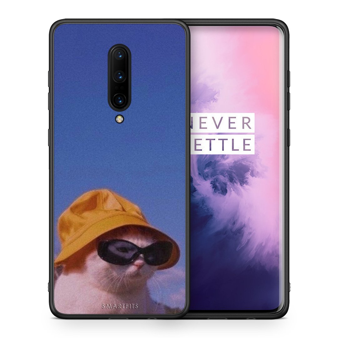 Θήκη OnePlus 7 Pro Cat Diva από τη Smartfits με σχέδιο στο πίσω μέρος και μαύρο περίβλημα | OnePlus 7 Pro Cat Diva case with colorful back and black bezels