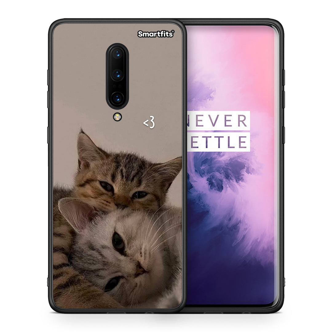 Θήκη OnePlus 7 Pro Cats In Love από τη Smartfits με σχέδιο στο πίσω μέρος και μαύρο περίβλημα | OnePlus 7 Pro Cats In Love case with colorful back and black bezels