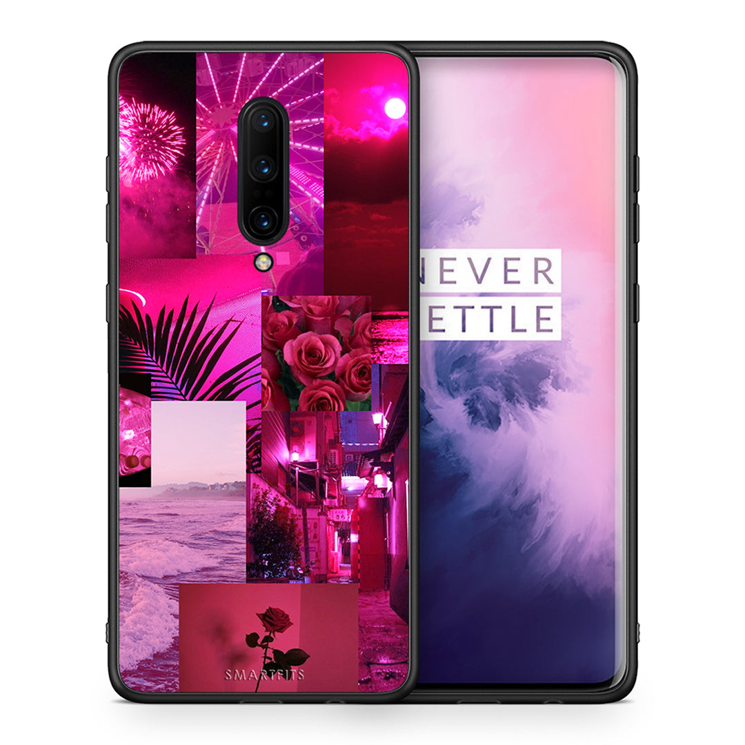 Θήκη Αγίου Βαλεντίνου OnePlus 7 Pro Collage Red Roses από τη Smartfits με σχέδιο στο πίσω μέρος και μαύρο περίβλημα | OnePlus 7 Pro Collage Red Roses case with colorful back and black bezels