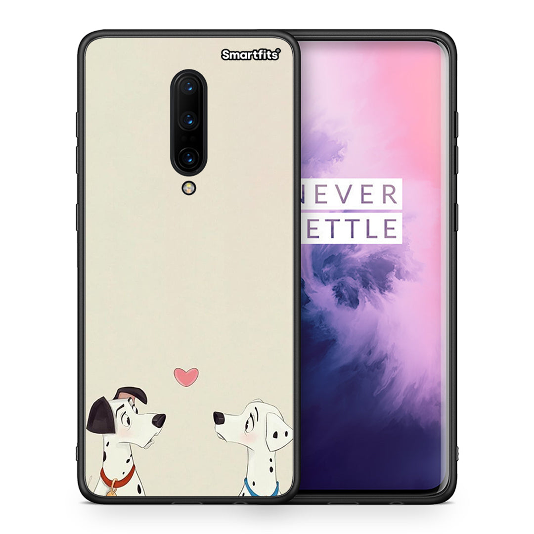 Θήκη OnePlus 7 Pro Dalmatians Love από τη Smartfits με σχέδιο στο πίσω μέρος και μαύρο περίβλημα | OnePlus 7 Pro Dalmatians Love case with colorful back and black bezels