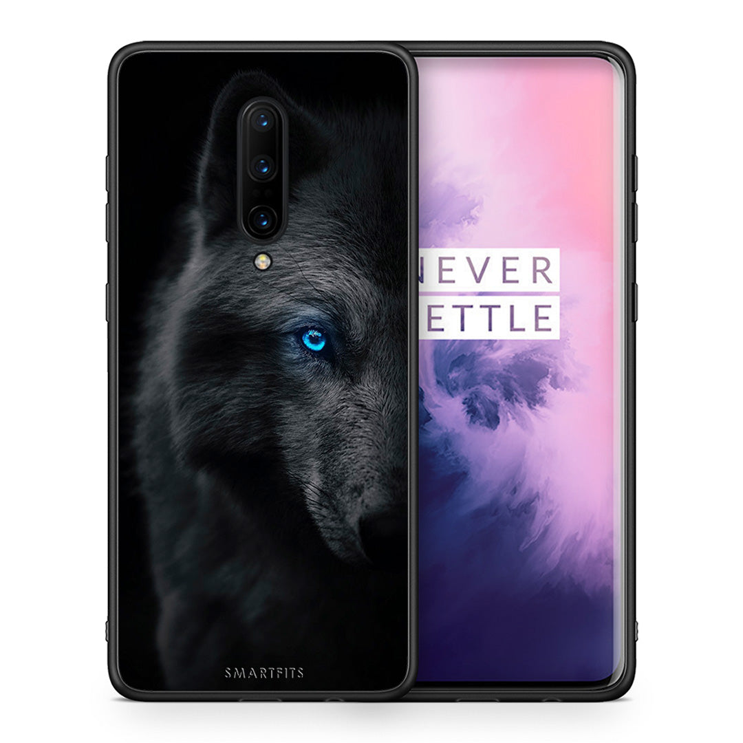 Θήκη OnePlus 7 Pro Dark Wolf από τη Smartfits με σχέδιο στο πίσω μέρος και μαύρο περίβλημα | OnePlus 7 Pro Dark Wolf case with colorful back and black bezels