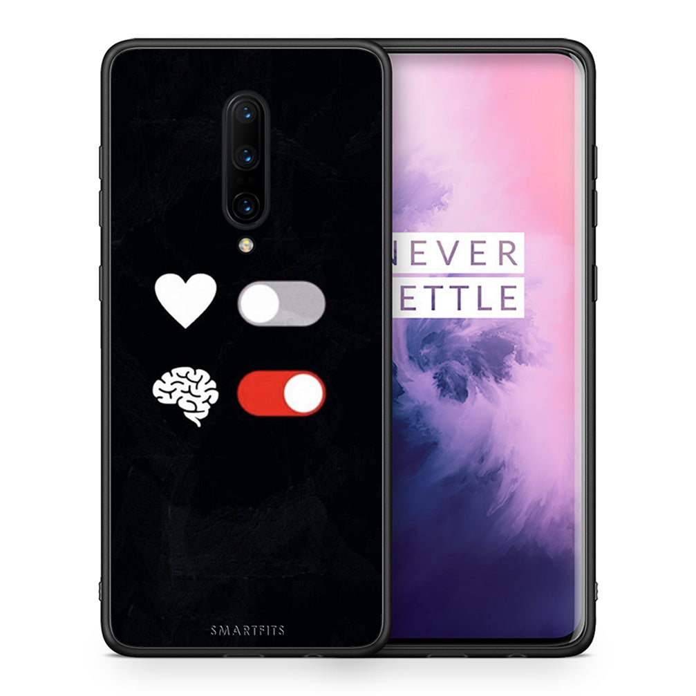 Θήκη Αγίου Βαλεντίνου OnePlus 7 Pro Heart Vs Brain από τη Smartfits με σχέδιο στο πίσω μέρος και μαύρο περίβλημα | OnePlus 7 Pro Heart Vs Brain case with colorful back and black bezels