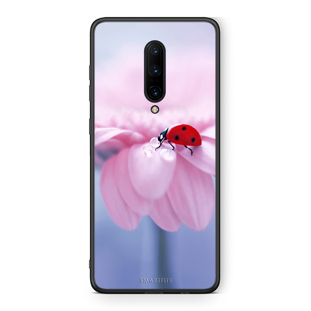 OnePlus 7 Pro Ladybug Flower θήκη από τη Smartfits με σχέδιο στο πίσω μέρος και μαύρο περίβλημα | Smartphone case with colorful back and black bezels by Smartfits