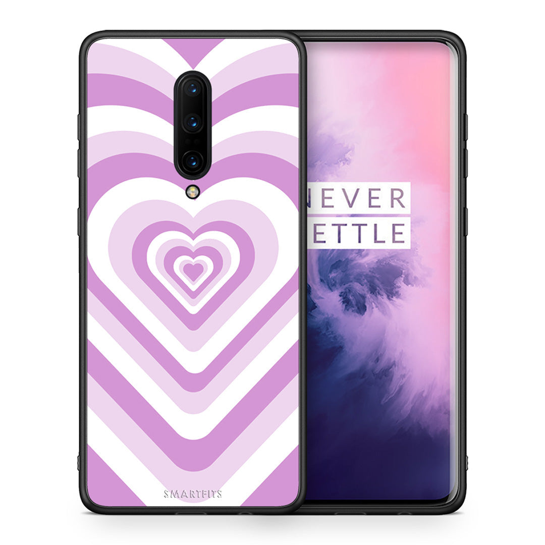 Θήκη OnePlus 7 Pro Lilac Hearts από τη Smartfits με σχέδιο στο πίσω μέρος και μαύρο περίβλημα | OnePlus 7 Pro Lilac Hearts case with colorful back and black bezels