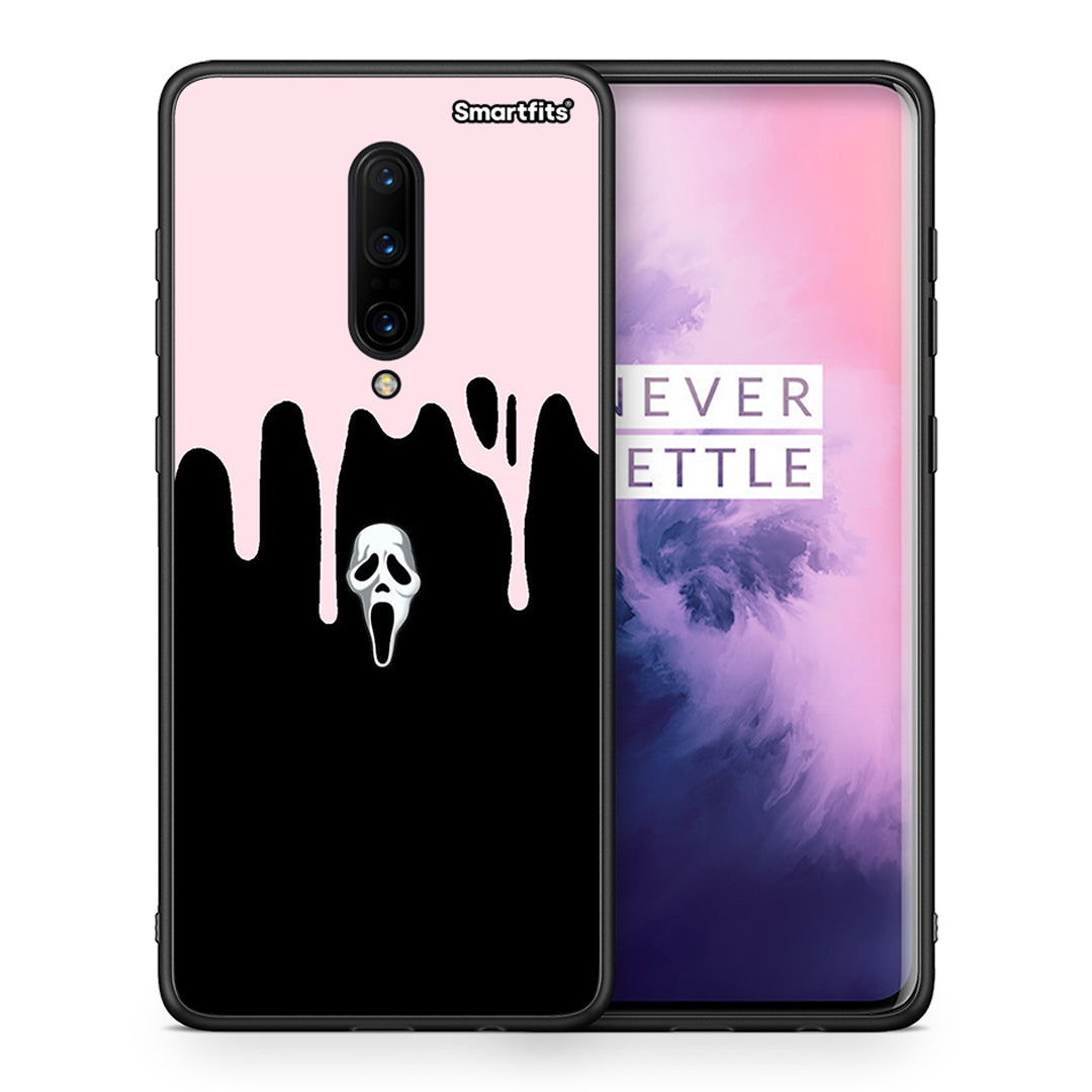 Θήκη OnePlus 7 Pro Melting Halloween Mask από τη Smartfits με σχέδιο στο πίσω μέρος και μαύρο περίβλημα | OnePlus 7 Pro Melting Halloween Mask case with colorful back and black bezels