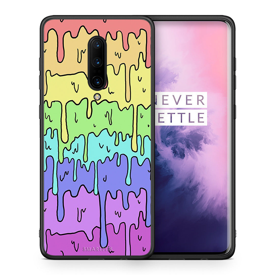 Θήκη OnePlus 7 Pro Melting Rainbow από τη Smartfits με σχέδιο στο πίσω μέρος και μαύρο περίβλημα | OnePlus 7 Pro Melting Rainbow case with colorful back and black bezels