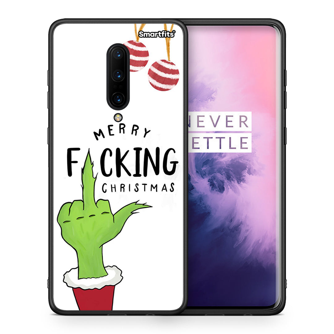 Θήκη OnePlus 7 Pro Merry F Xmas από τη Smartfits με σχέδιο στο πίσω μέρος και μαύρο περίβλημα | OnePlus 7 Pro Merry F Xmas case with colorful back and black bezels