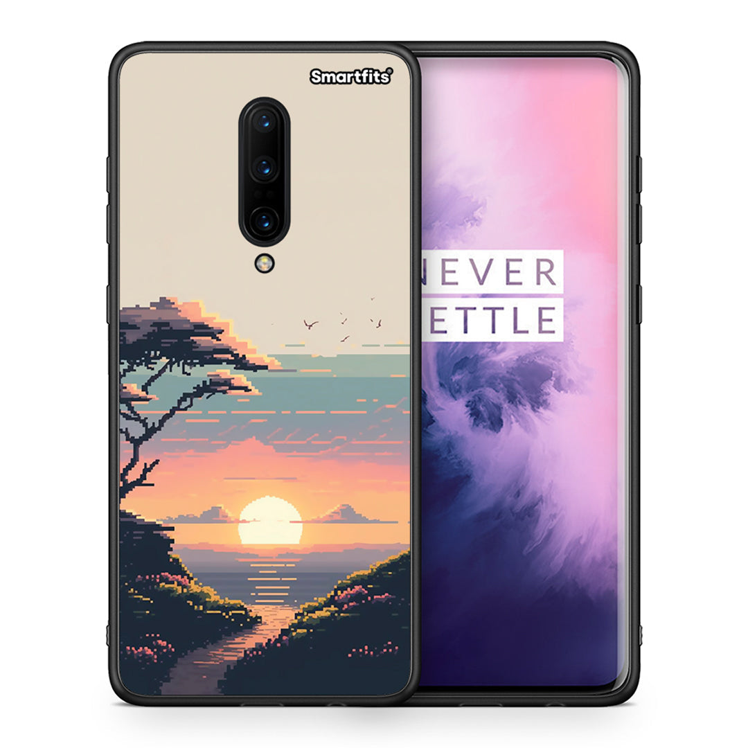 Θήκη OnePlus 7 Pro Pixel Sunset από τη Smartfits με σχέδιο στο πίσω μέρος και μαύρο περίβλημα | OnePlus 7 Pro Pixel Sunset case with colorful back and black bezels