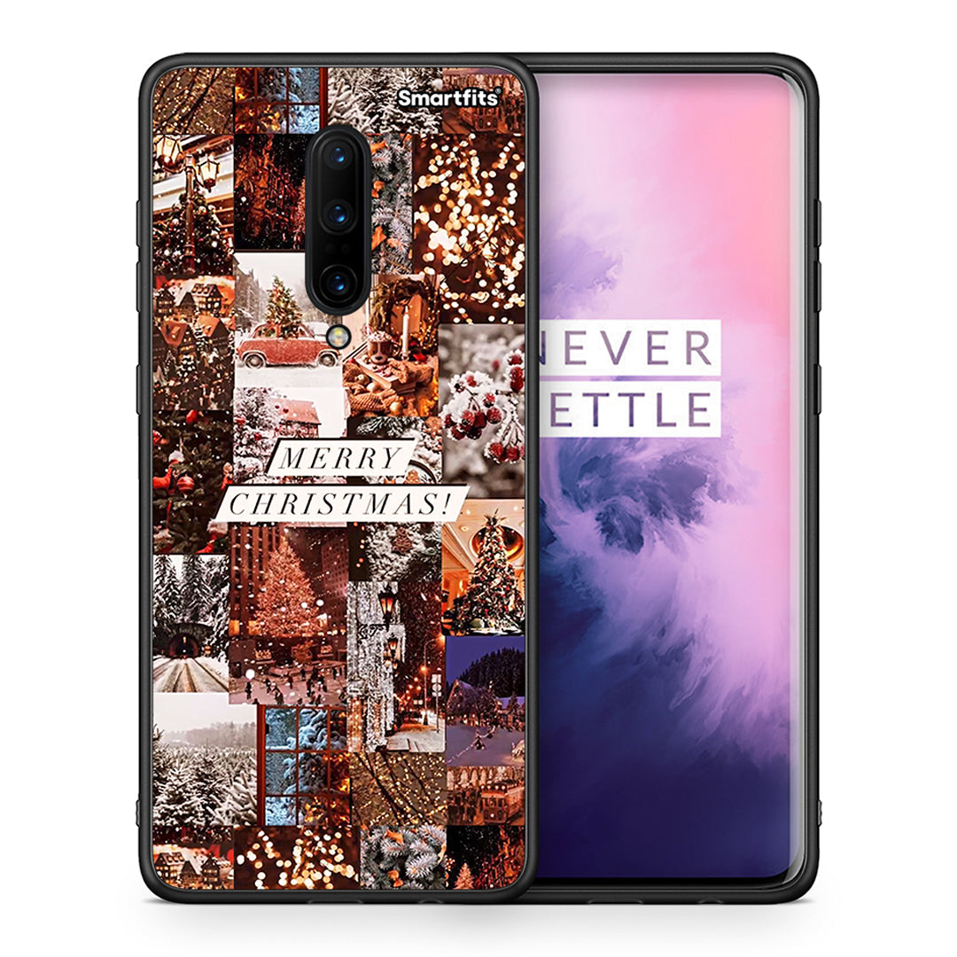 Θήκη OnePlus 7 Pro Xmas Collage από τη Smartfits με σχέδιο στο πίσω μέρος και μαύρο περίβλημα | OnePlus 7 Pro Xmas Collage case with colorful back and black bezels