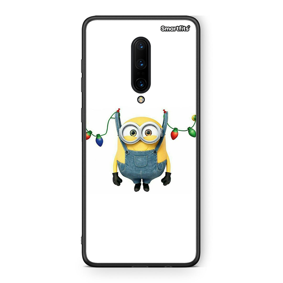 OnePlus 7 Pro Xmas Minion Lights θήκη από τη Smartfits με σχέδιο στο πίσω μέρος και μαύρο περίβλημα | Smartphone case with colorful back and black bezels by Smartfits