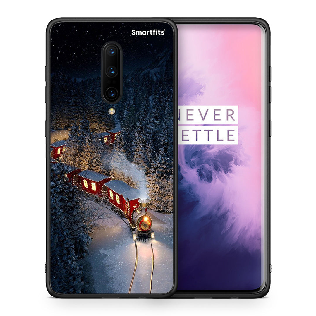 Θήκη OnePlus 7 Pro Xmas Train από τη Smartfits με σχέδιο στο πίσω μέρος και μαύρο περίβλημα | OnePlus 7 Pro Xmas Train case with colorful back and black bezels