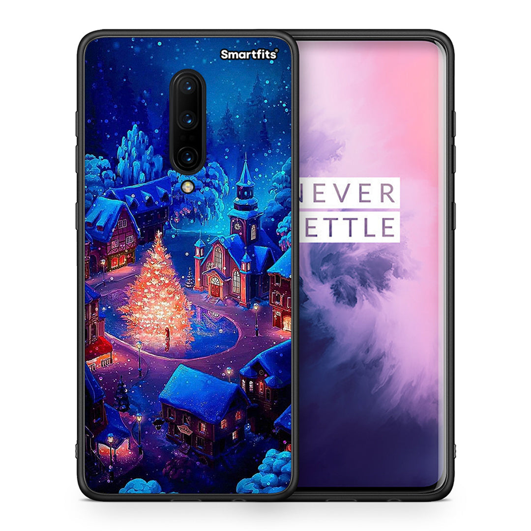 Θήκη OnePlus 7 Pro Xmas Village από τη Smartfits με σχέδιο στο πίσω μέρος και μαύρο περίβλημα | OnePlus 7 Pro Xmas Village case with colorful back and black bezels