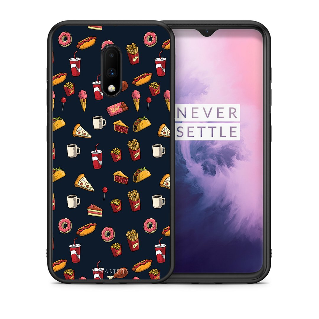 Θήκη OnePlus 7 Hungry Random από τη Smartfits με σχέδιο στο πίσω μέρος και μαύρο περίβλημα | OnePlus 7 Hungry Random case with colorful back and black bezels