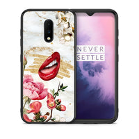 Thumbnail for Θήκη OnePlus 7 Red Lips από τη Smartfits με σχέδιο στο πίσω μέρος και μαύρο περίβλημα | OnePlus 7 Red Lips case with colorful back and black bezels