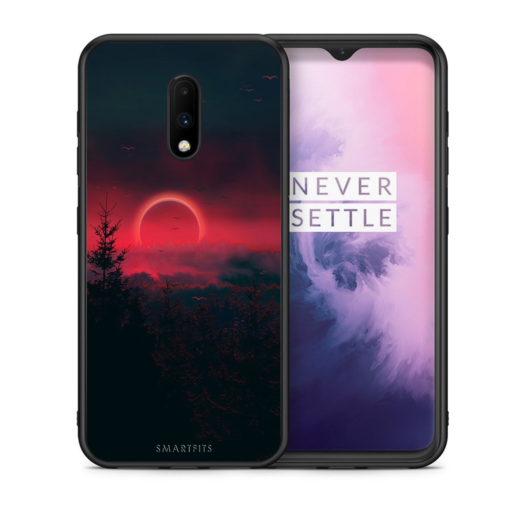 Θήκη OnePlus 7 Sunset Tropic από τη Smartfits με σχέδιο στο πίσω μέρος και μαύρο περίβλημα | OnePlus 7 Sunset Tropic case with colorful back and black bezels