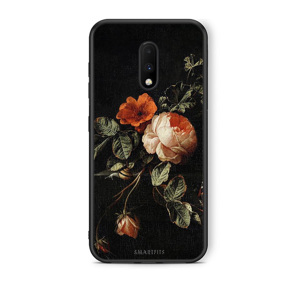 OnePlus 7 Vintage Roses θήκη από τη Smartfits με σχέδιο στο πίσω μέρος και μαύρο περίβλημα | Smartphone case with colorful back and black bezels by Smartfits