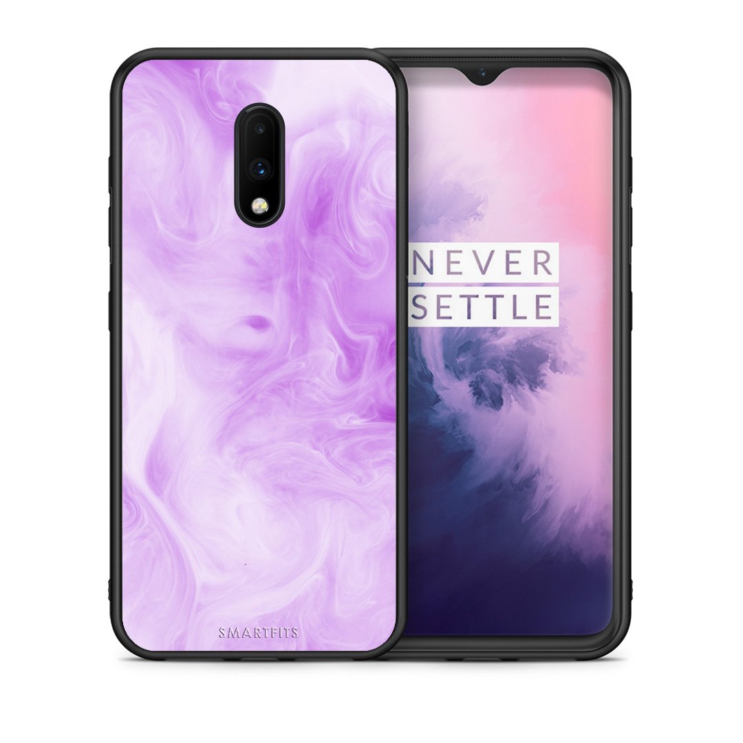 Θήκη OnePlus 7 Lavender Watercolor από τη Smartfits με σχέδιο στο πίσω μέρος και μαύρο περίβλημα | OnePlus 7 Lavender Watercolor case with colorful back and black bezels