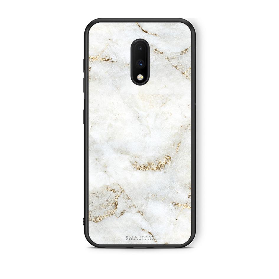 OnePlus 7 White Gold Marble θήκη από τη Smartfits με σχέδιο στο πίσω μέρος και μαύρο περίβλημα | Smartphone case with colorful back and black bezels by Smartfits