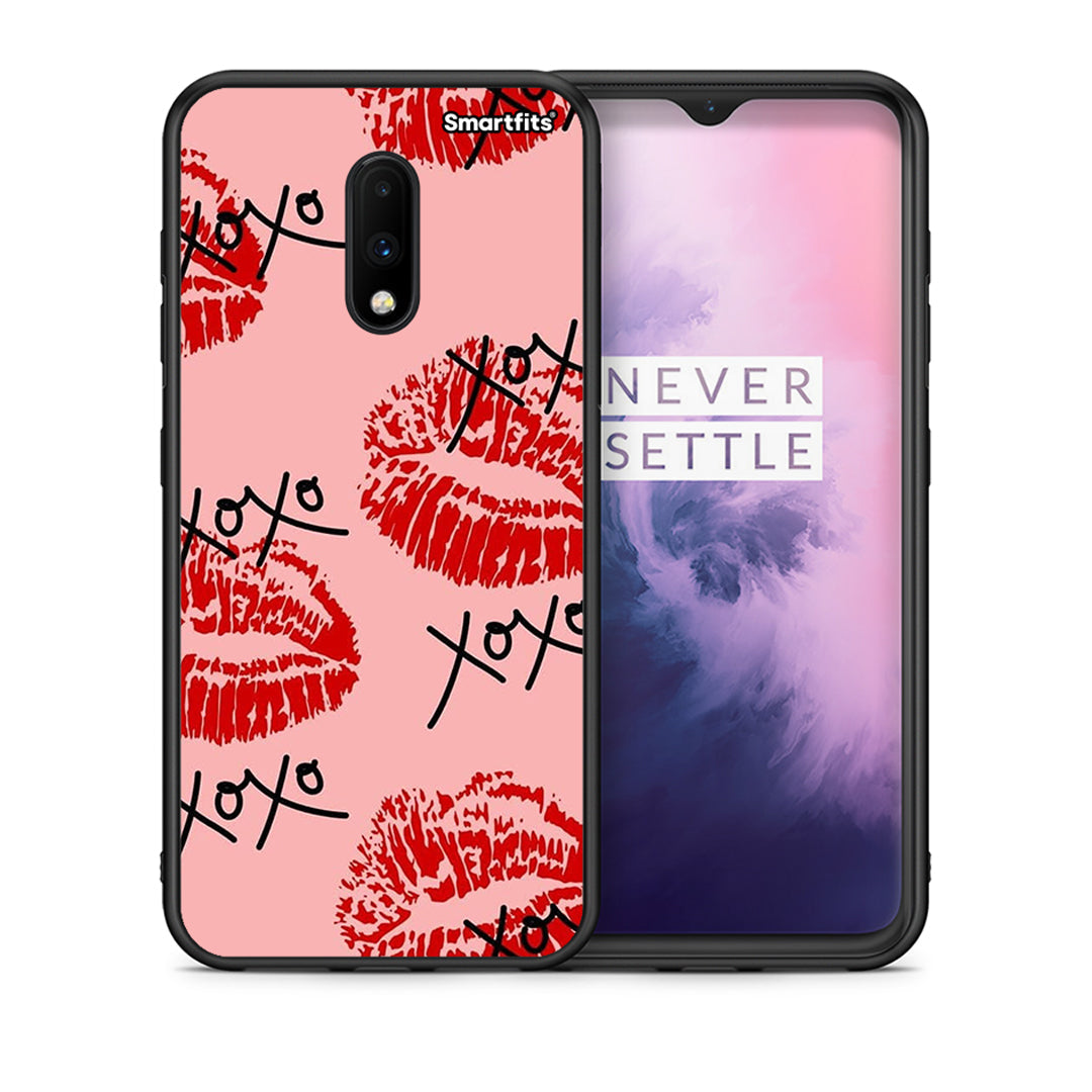 Θήκη OnePlus 7 XOXO Lips από τη Smartfits με σχέδιο στο πίσω μέρος και μαύρο περίβλημα | OnePlus 7 XOXO Lips case with colorful back and black bezels