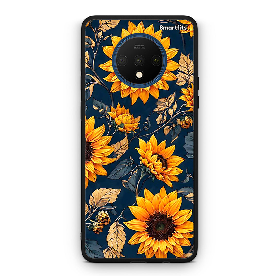 OnePlus 7T Autumn Sunflowers Θήκη από τη Smartfits με σχέδιο στο πίσω μέρος και μαύρο περίβλημα | Smartphone case with colorful back and black bezels by Smartfits