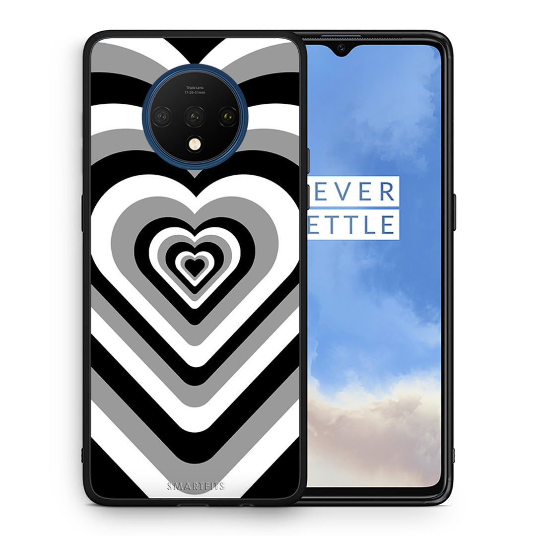 Θήκη OnePlus 7T Black Hearts από τη Smartfits με σχέδιο στο πίσω μέρος και μαύρο περίβλημα | OnePlus 7T Black Hearts case with colorful back and black bezels