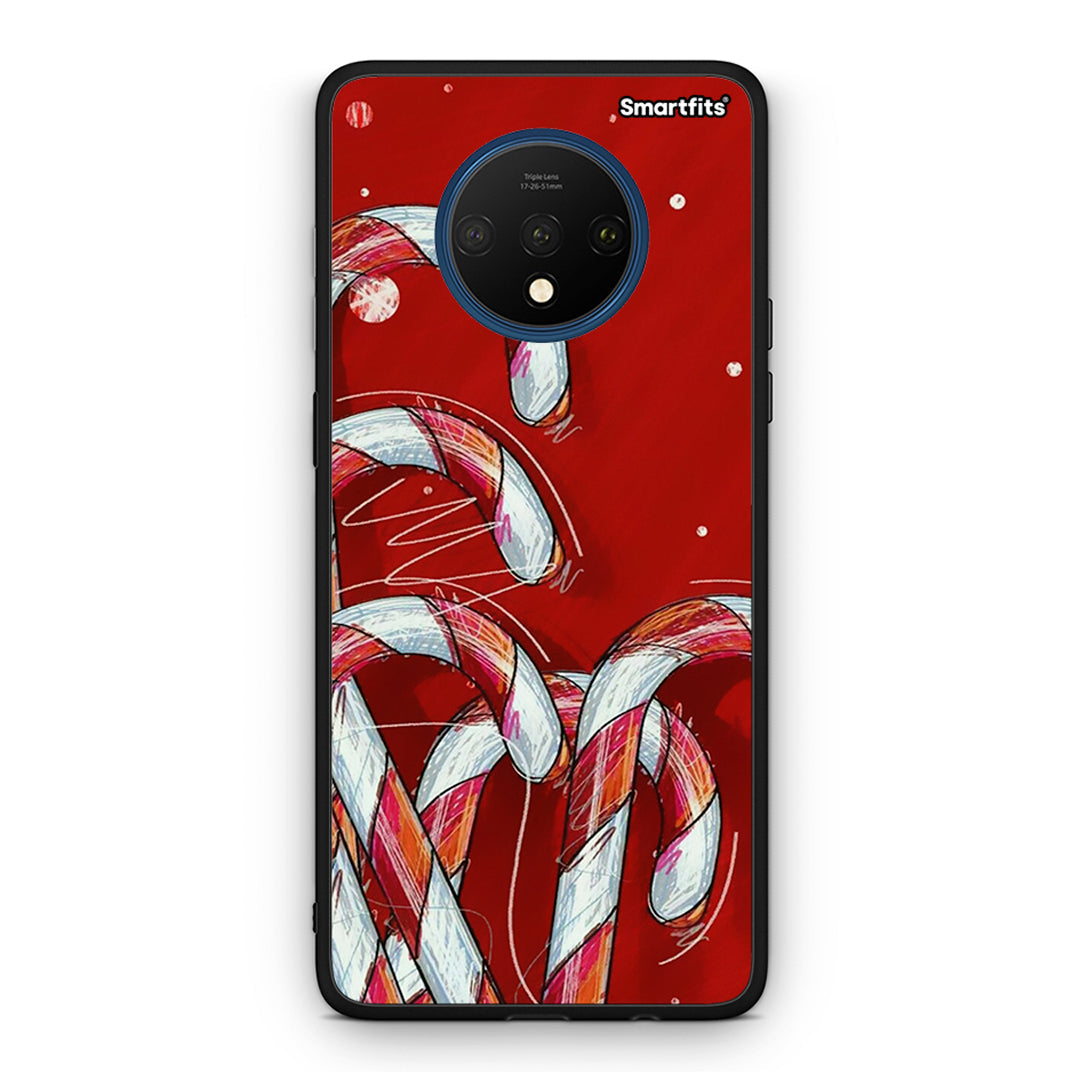 OnePlus 7T Candy Cane θήκη από τη Smartfits με σχέδιο στο πίσω μέρος και μαύρο περίβλημα | Smartphone case with colorful back and black bezels by Smartfits