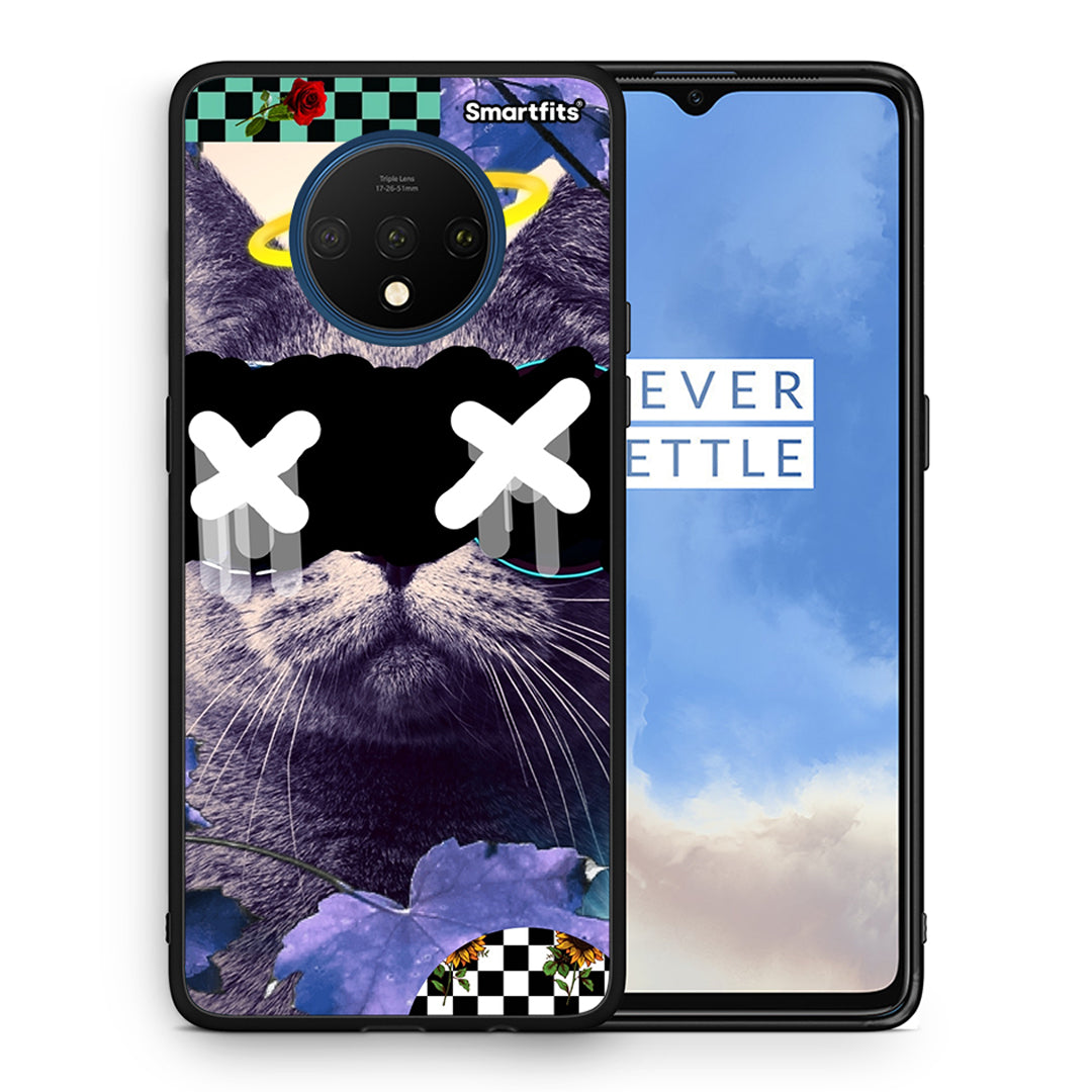 Θήκη OnePlus 7T Cat Collage από τη Smartfits με σχέδιο στο πίσω μέρος και μαύρο περίβλημα | OnePlus 7T Cat Collage case with colorful back and black bezels