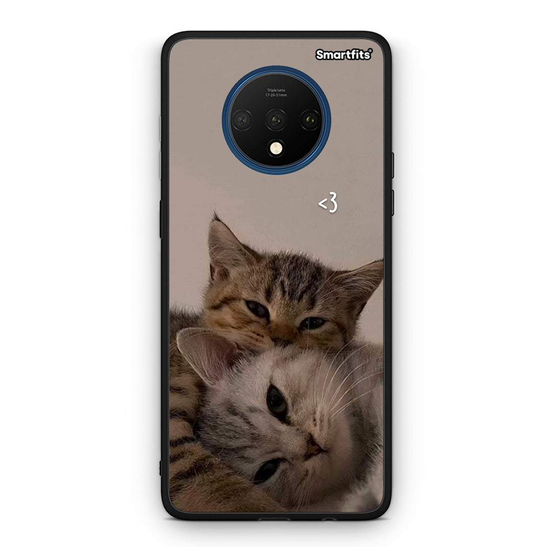 OnePlus 7T Cats In Love Θήκη από τη Smartfits με σχέδιο στο πίσω μέρος και μαύρο περίβλημα | Smartphone case with colorful back and black bezels by Smartfits