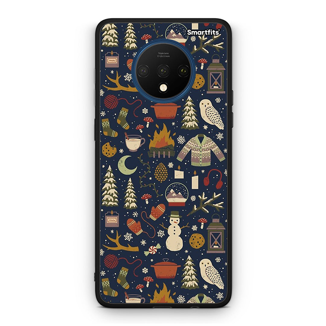 OnePlus 7T Christmas Elements θήκη από τη Smartfits με σχέδιο στο πίσω μέρος και μαύρο περίβλημα | Smartphone case with colorful back and black bezels by Smartfits
