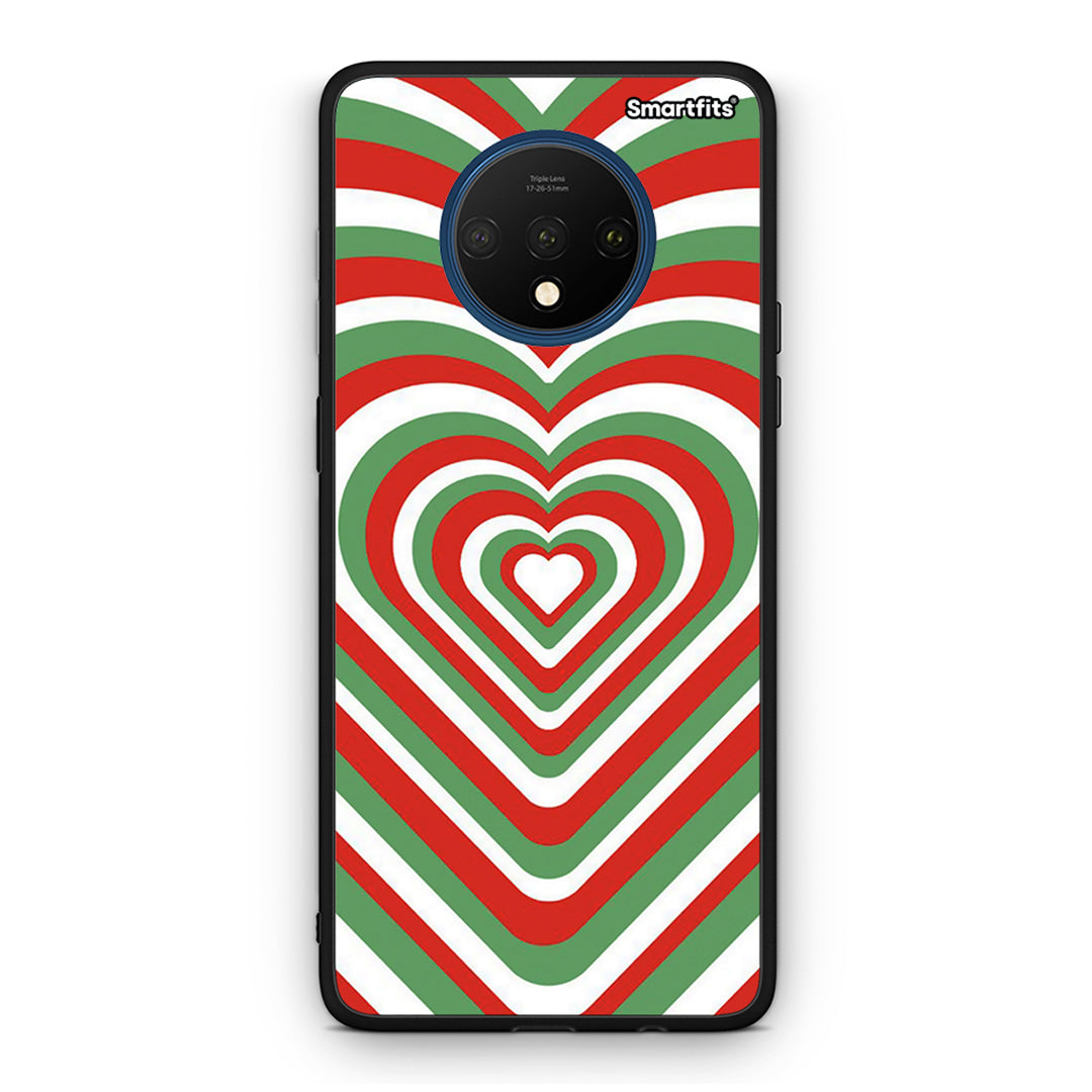 OnePlus 7T Christmas Hearts θήκη από τη Smartfits με σχέδιο στο πίσω μέρος και μαύρο περίβλημα | Smartphone case with colorful back and black bezels by Smartfits