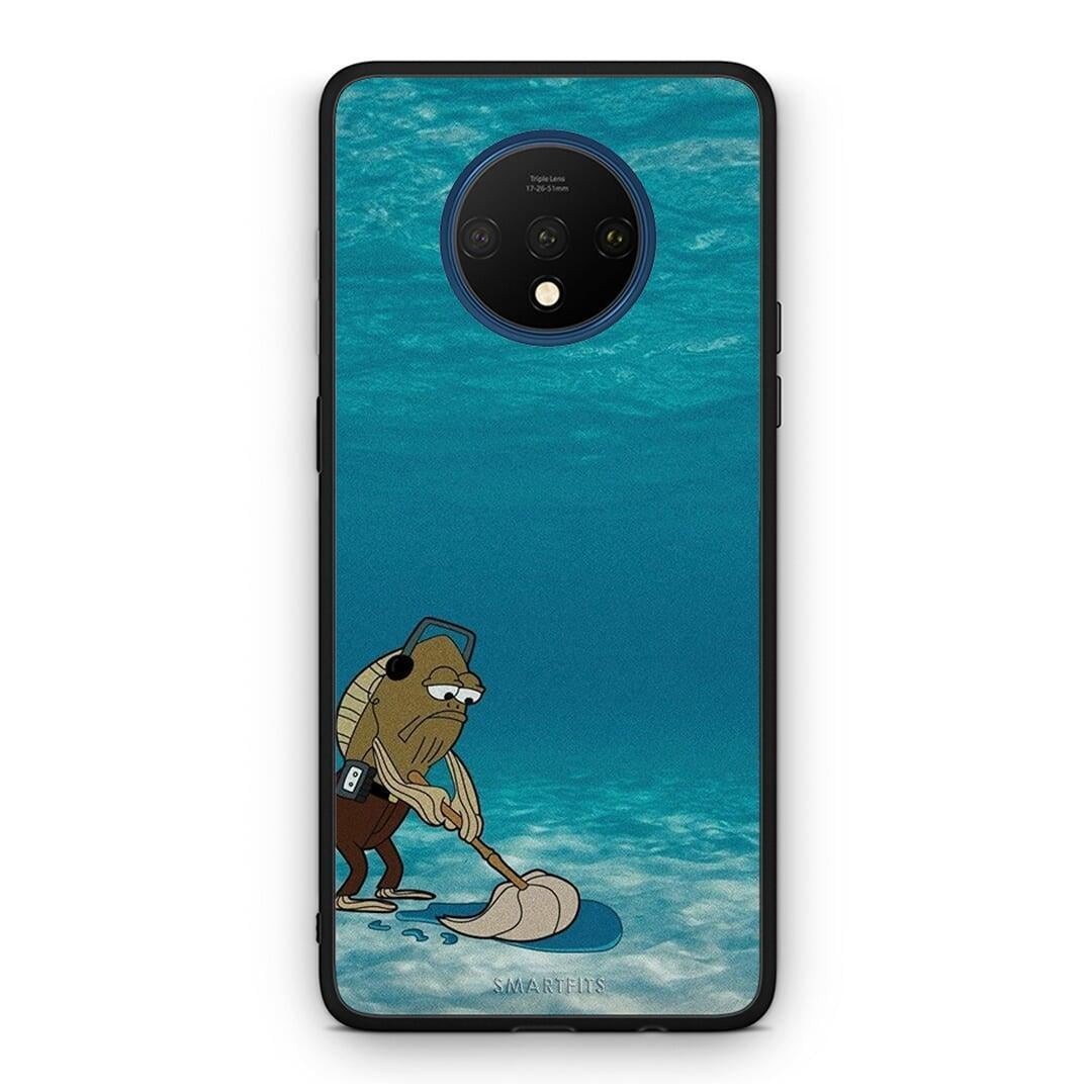 OnePlus 7T Clean The Ocean Θήκη από τη Smartfits με σχέδιο στο πίσω μέρος και μαύρο περίβλημα | Smartphone case with colorful back and black bezels by Smartfits