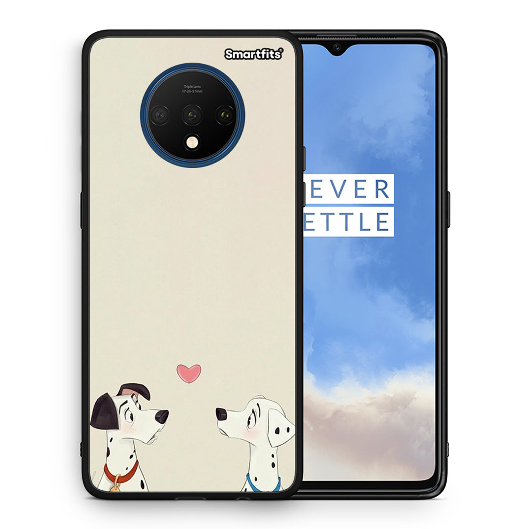 Θήκη OnePlus 7T Dalmatians Love από τη Smartfits με σχέδιο στο πίσω μέρος και μαύρο περίβλημα | OnePlus 7T Dalmatians Love case with colorful back and black bezels